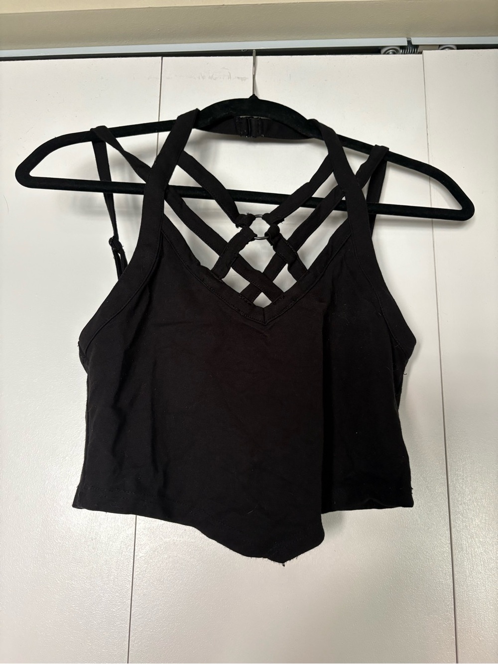 Killstar Black Strappy Lattice-Back Crop Top